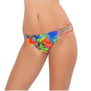 NWT Luli Fama Mundo De Colores Bikini Bottom M Multi Braided String Sides Swim